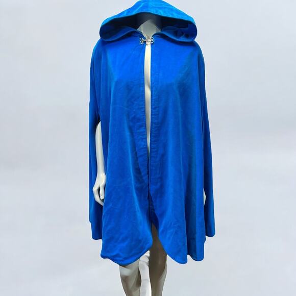 Royal Azure Velvet Hooded Cape with Satin Lining - Picture 2 of 15